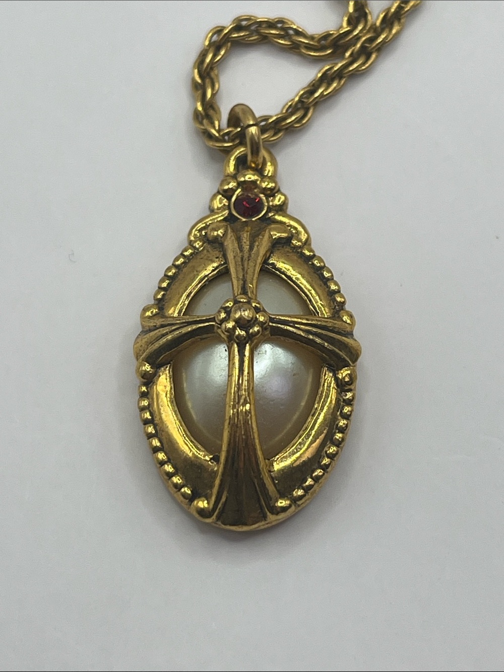 The Vatican Collection Gold Pendant Necklace with Pearl Accents